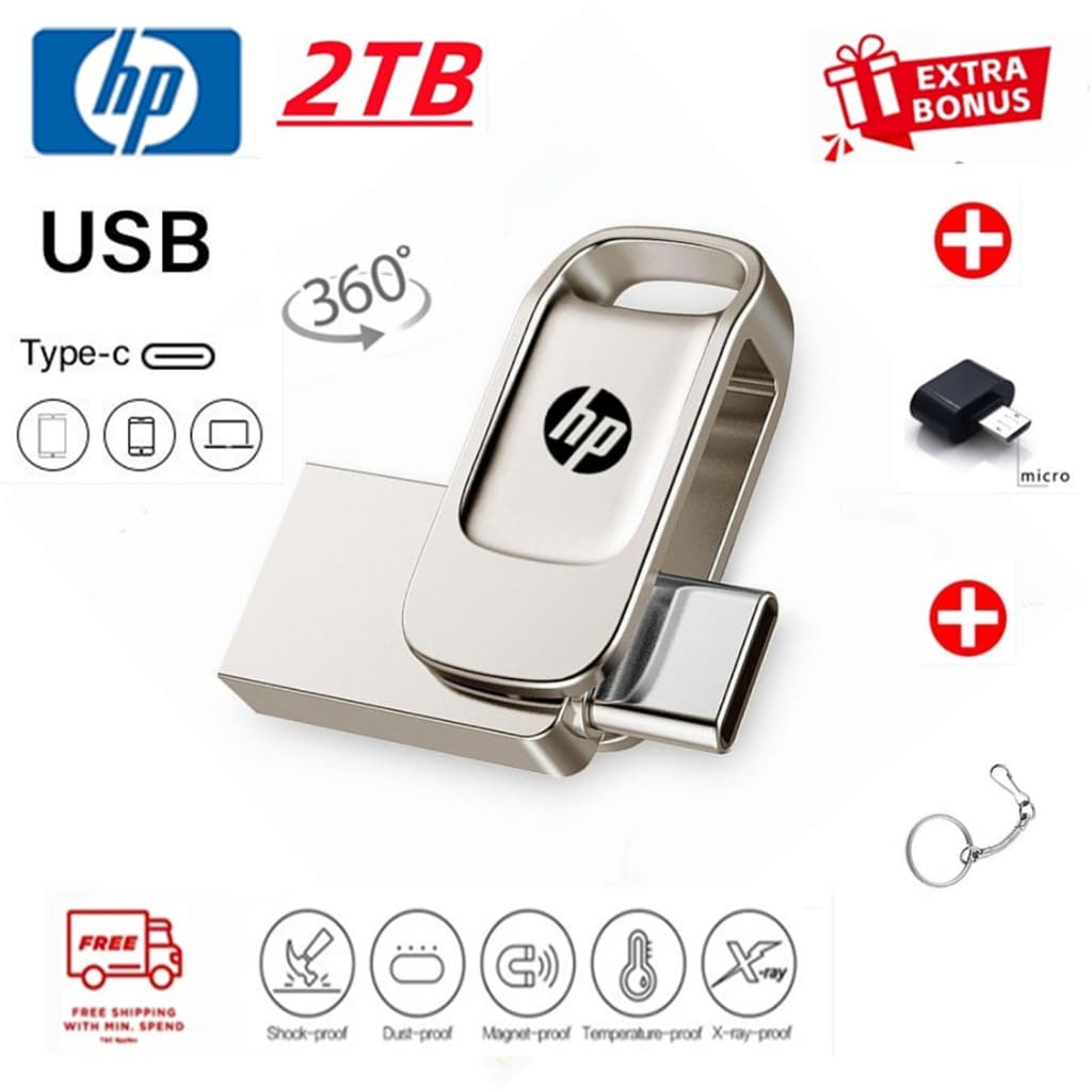 1TB 2TB OTG Tipo-C Pen Drive Mini Metal USB Memória Vara Chave Para Android iPad PC Flash