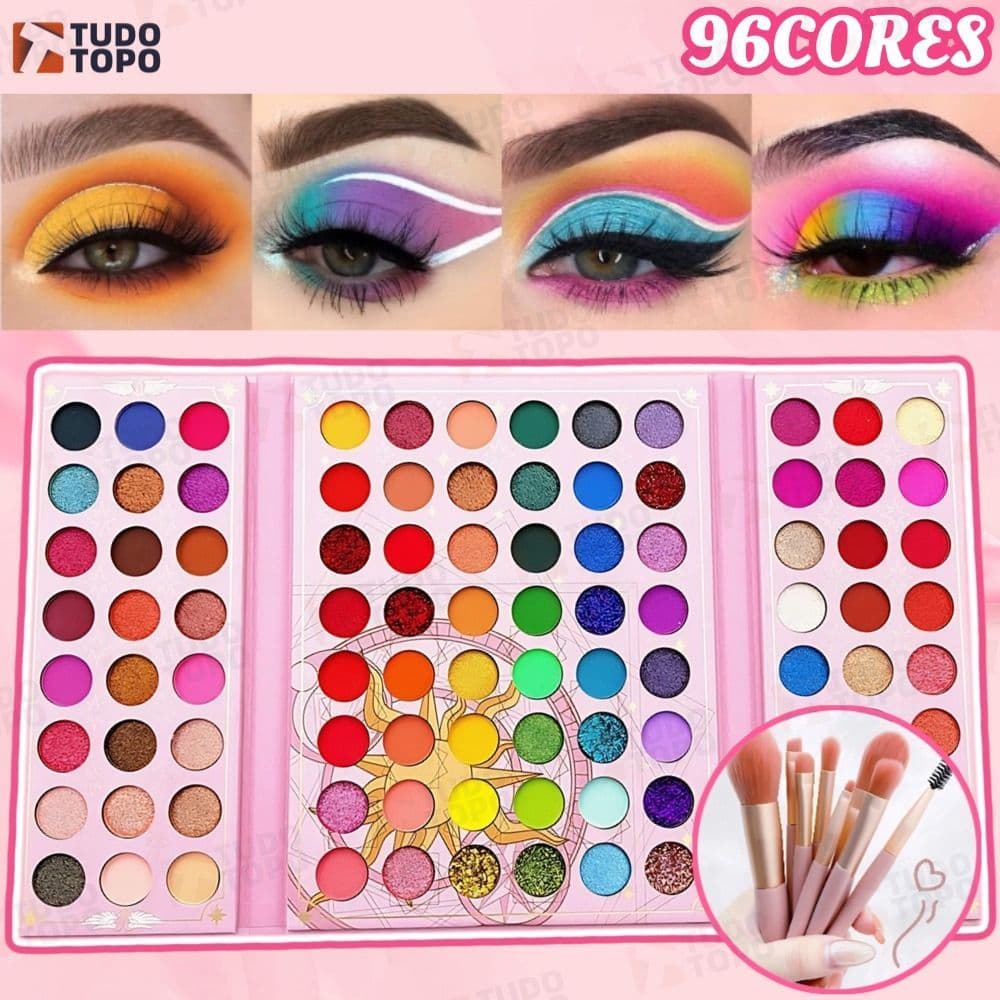 Paleta de Sombras de Olhos em 96 Cores Perolada / Fosca / Com Brilho / Longa DuraçãoFormação da Copa do Mundo