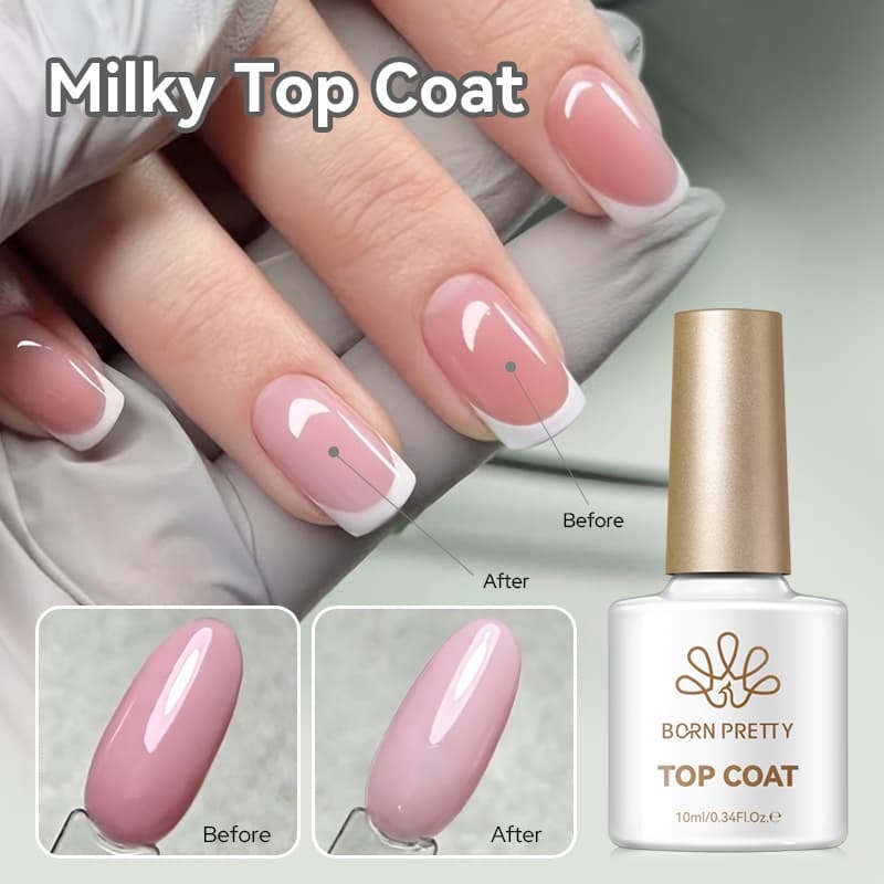 BORN PRETTY Top Coat Gel de Esmalte 10ml Milky Top Coat , Esmalte De Gel Profissional De Longa Duração Para Manicure Com
