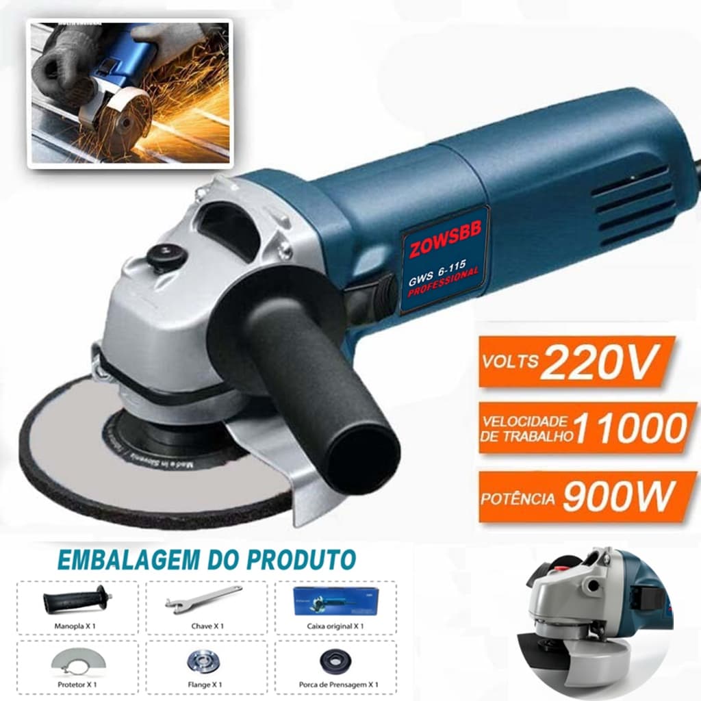 Esmerilhadeira Lixadeira Angular Genérica boch GWS 6-115 980W lixadeira Ferramentas elétricas