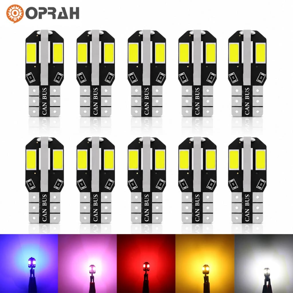 10 Pcs T10 W5W 194 168 LED Canbus Lâmpada 6000K Branco 12V Luz De Placa De Estacionamento Interior