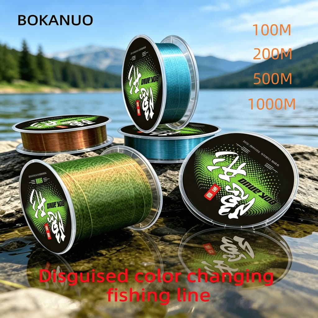 BOKANUO 100m 200m 500m Linha De Pesca Invisível Super Forte Ponto 3D Náilon Peixe Afundando Monofilamento