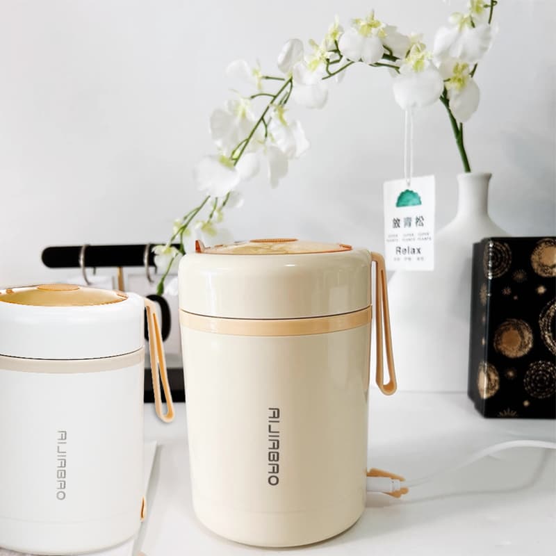 60 ° C Copo De Mingau USB De Temperatura Constante , Aço Inoxidável 304 De Qualidade Alimentar , Sopa Quente Para Viagen