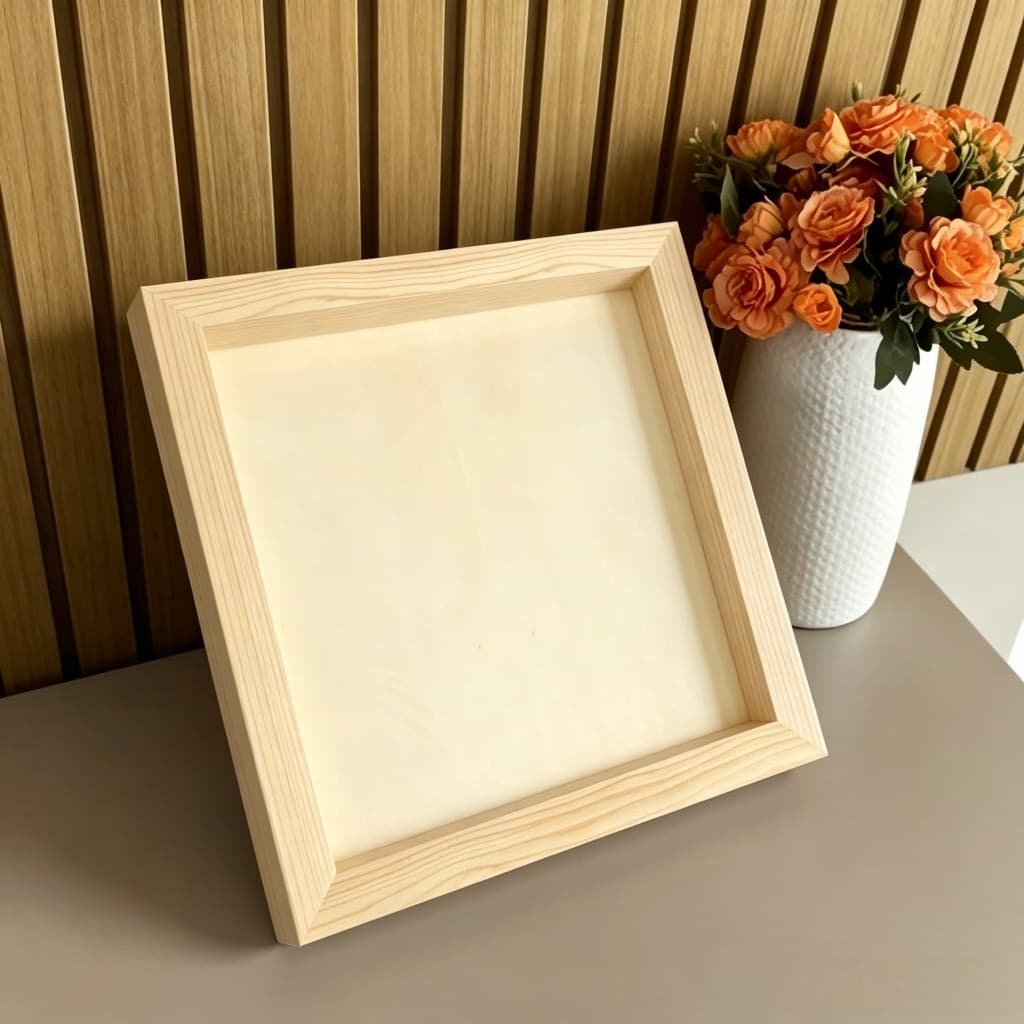 Kit Quadros Decorativos Amadeirados 20x20cm , Porta Retrato Versátil para Sala, Quarto e Decoração de Casa