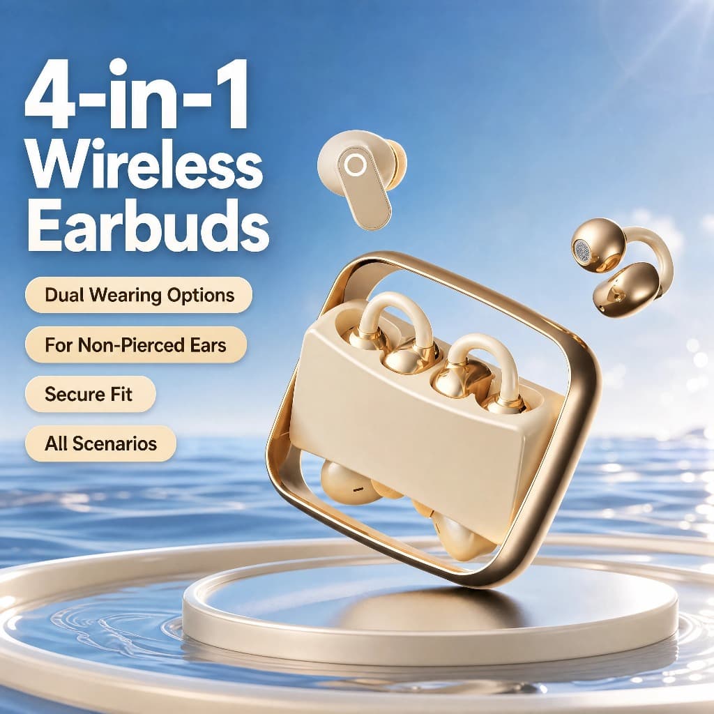 Fones De Ouvido Com Clipe 2 Em 1 Abertos Bluetooth 6.0 Sem Fio Intra-Auriculares , Jogo Ultralongo De 140 Horas , Contro