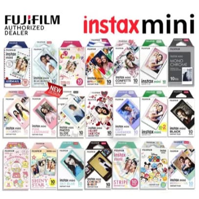 10/20 Folhas Fujifilm Papel Fotográfico Instax Mini Filme Instantâneo Moldura Preta Arco-Íris Para 11 9 8 7s 70 25 50 90