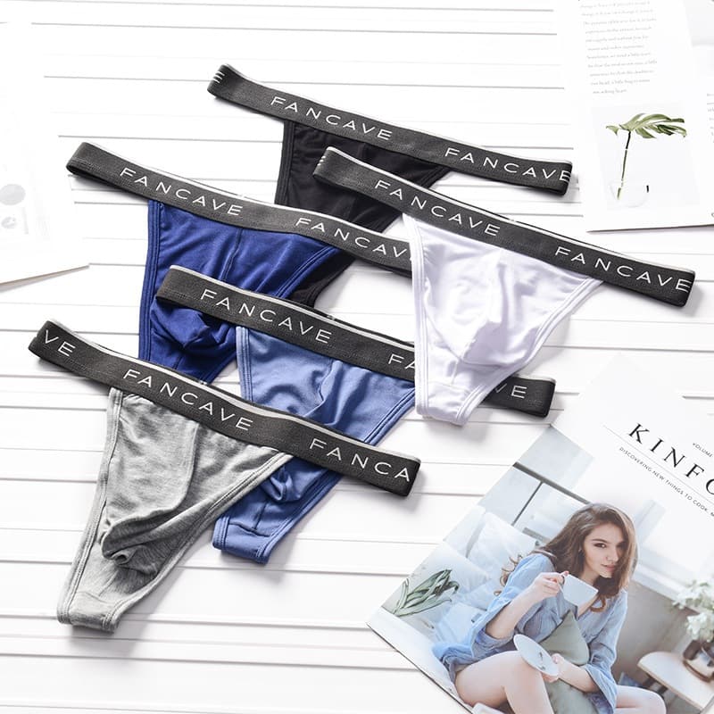 Cueca masculina Modal tanga cintura baixa respirável alta elástica confortável pele-Fri