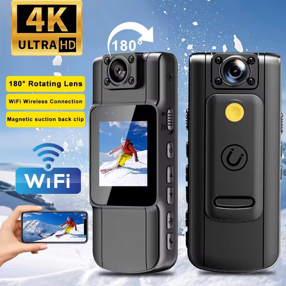 4K HD Wifi Mini Câmera Portátil Clipe Traseiro Visão Noturna Inteligente Gravador De Carro Bicicleta Filmadora
