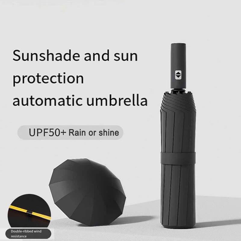 Guarda-Chuva Automático Com 24 Costelas Estável À Prova De Vento D'água Dobrável E Portátil Grande Sol Duplo Unissex Par