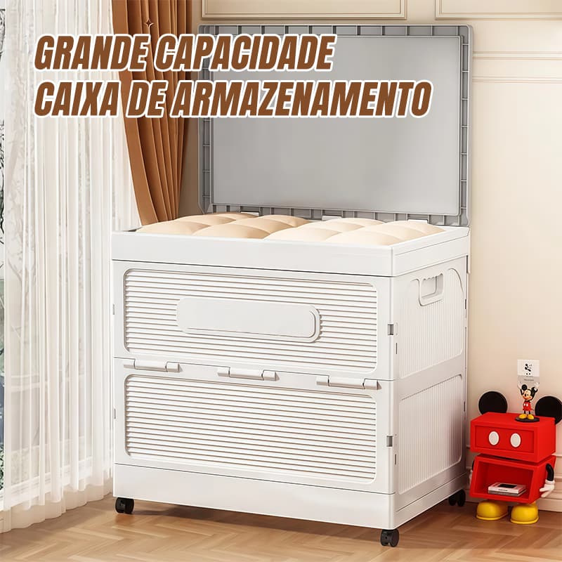 Flip Multifuncional Caixa De Armazenamento DoméStico Super Grande Capacidade Com Polia Caixa De Armazenamento DobráVel