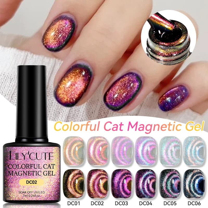 LILYCUTE Colorido Gato Magnético Unhas Gel Psicodélico Aqua Verde 6 Cores Glitter UV LED Verniz Para Arte Em