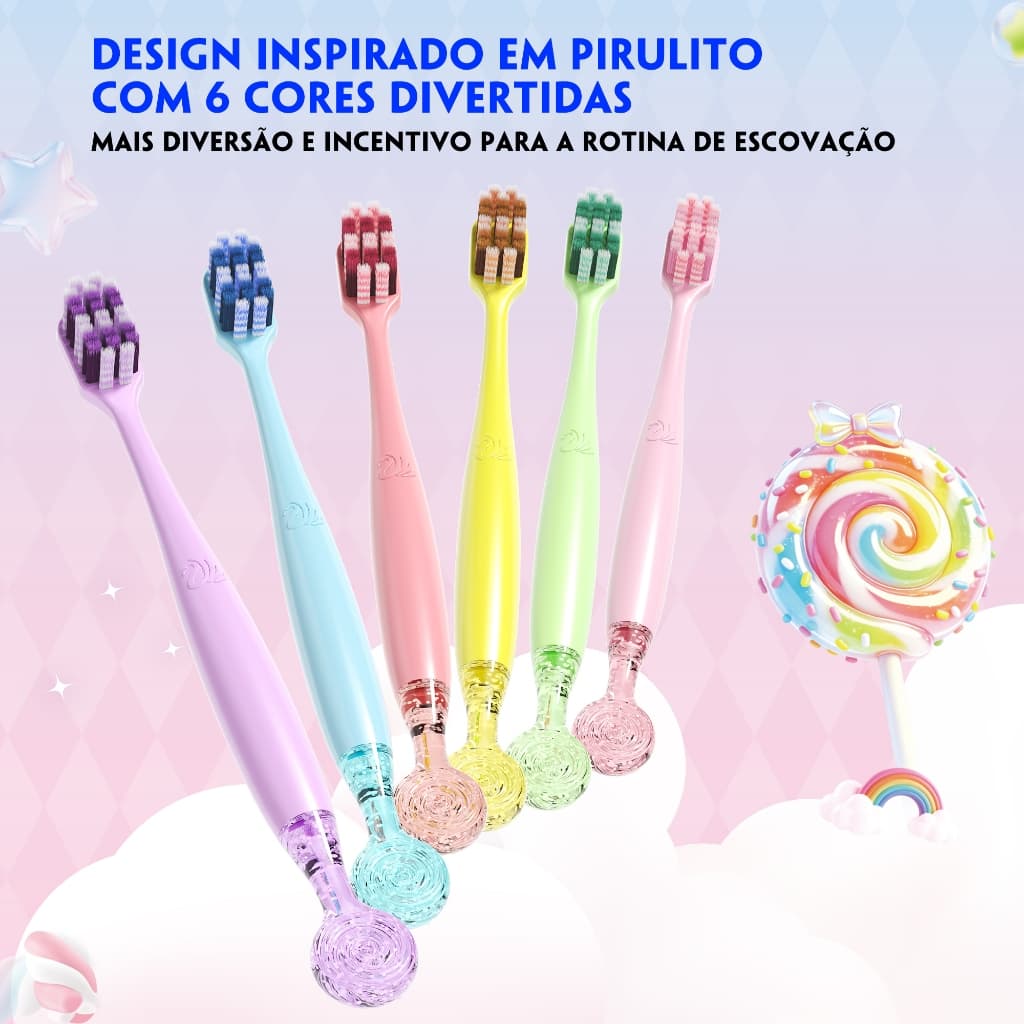 MOMO DENT escova de dentes de cerdas macias para crianças 0.15mm zona dupla cerdas finas e macias 6 peças estilo meia Su