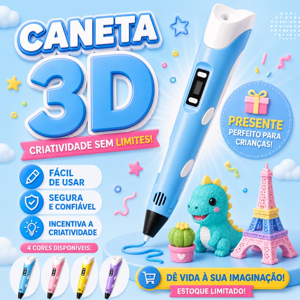 Caneta De Impressão Mágica 3D Grátis 10M DIY PLA Filamento Desenho Brinquedo