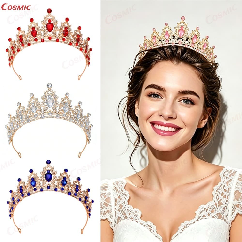 Tiara de Strass Barroca Luxuosa | Acessório de Princesa para Casamento & Festas