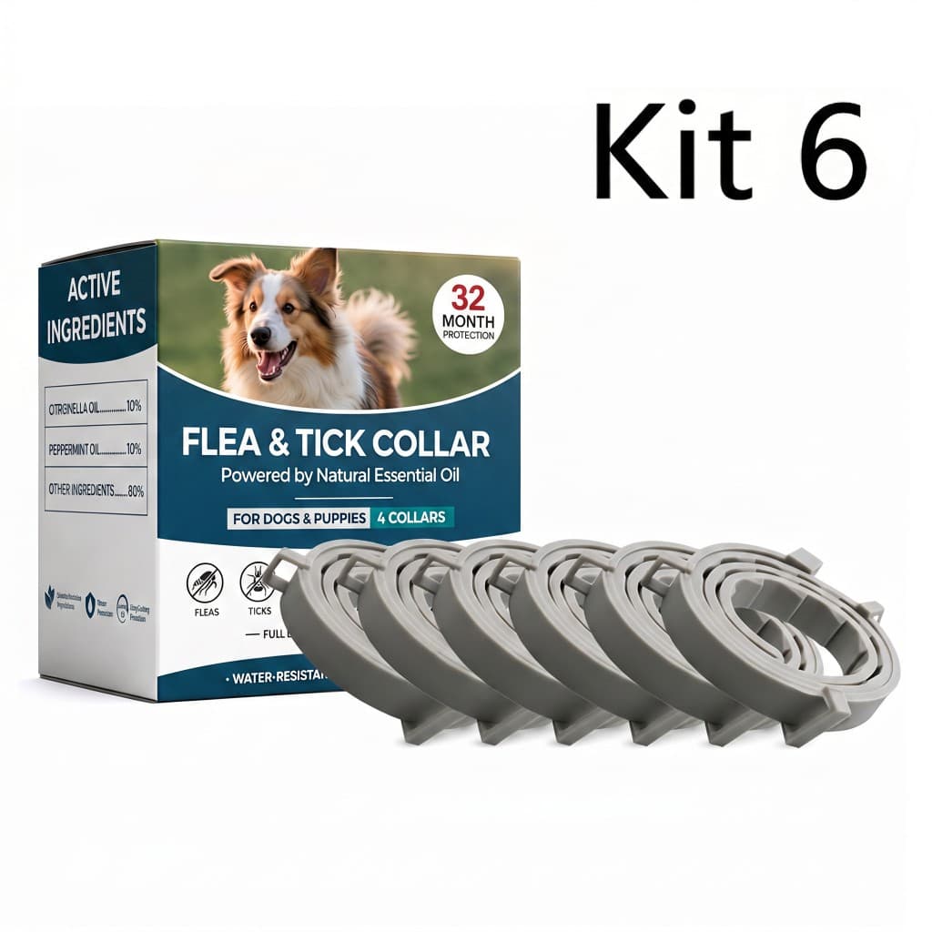 Coleiras Ajustáveis De Silicone Para Cães E Gatos Com 6 Unidades-Proteção Contra Pulgas Carrapatos