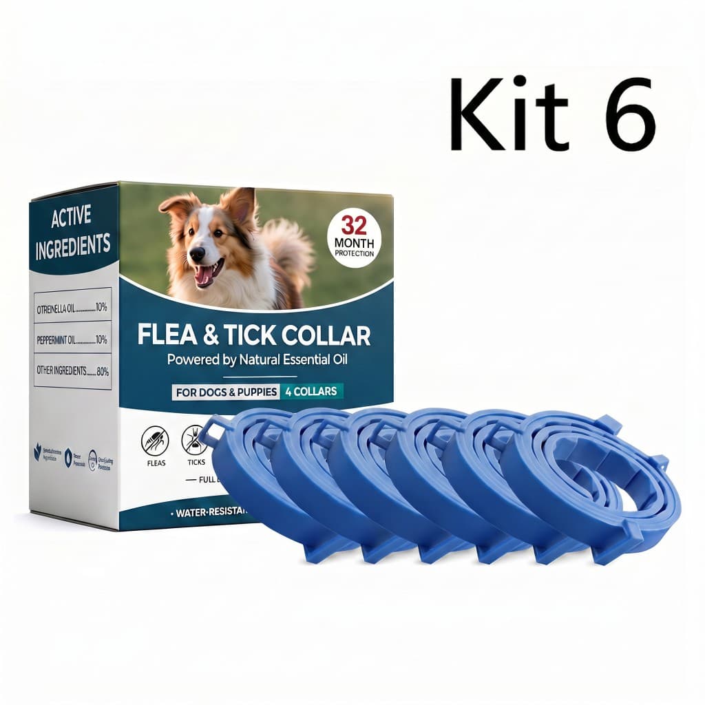 Kit 6 Coleiras Ajustáveis De Silicone Para Cães E Gatos – Proteção Contra Pulgas Carrapatos