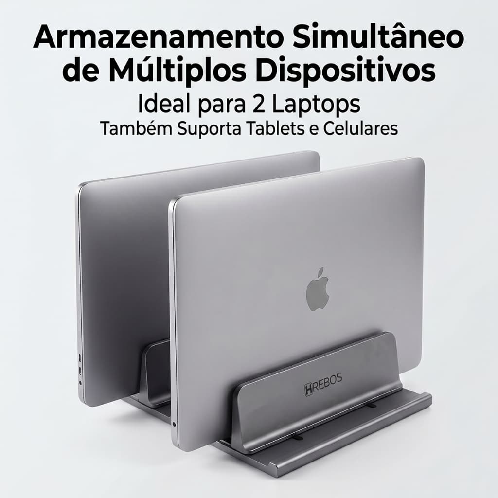 HREBOS x HEYOO Suporte Vertical para Notebook com Slot duplo em liga de alumínio durável adequado para MacBook/Tablet/iP