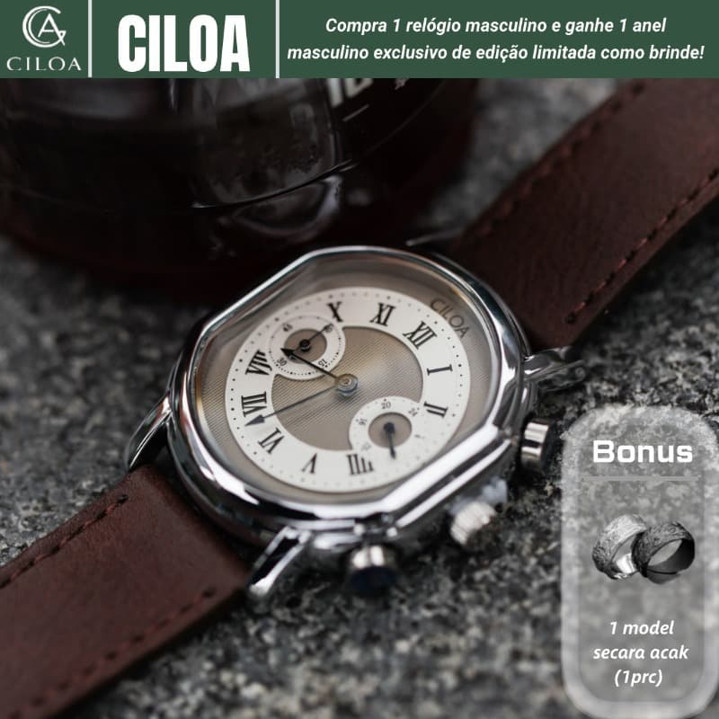 [CILOA] Relógio masculino leve e luxuoso com textura redonda, relógio urbano, Social multicênio, combinação de moda 529