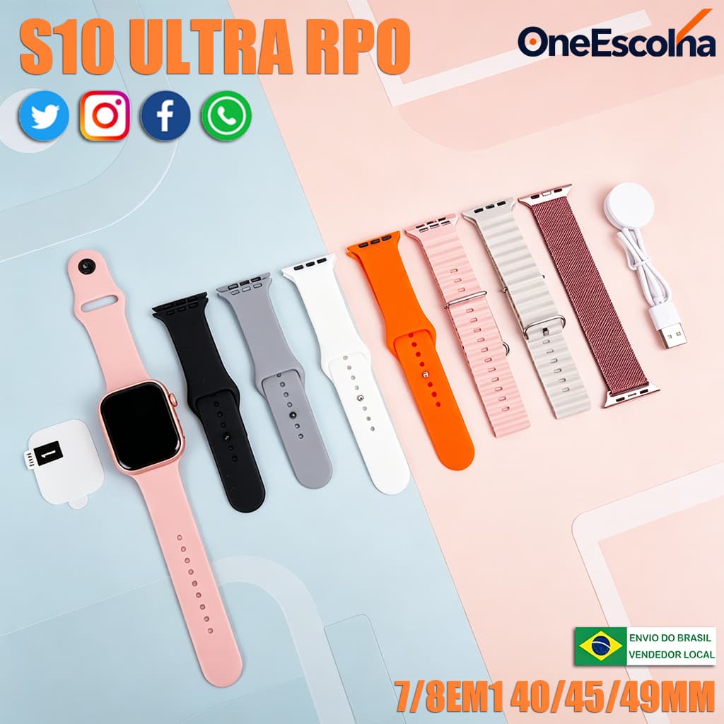 Novo SmartWatch S10 Pro Mini suporta chamadas Bluetooth teste de pressão arterial calculadora - Envio de São Paulo