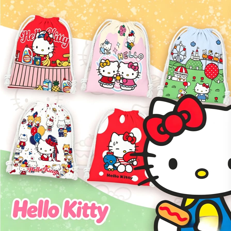Bolsa De Presente Com Cordão Hello Kitty Cosméticos Armazenamento De Desenhos Animados Artigos Diversos De Viagem Gulose