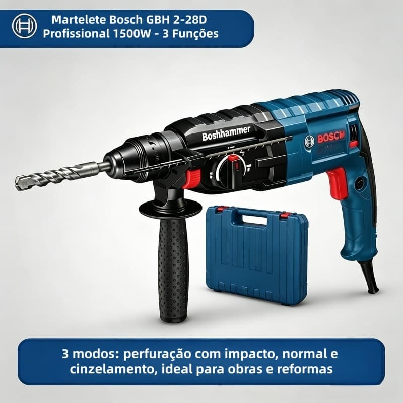 furadeira de impacto martelete elétrico martelete rompedor furadeira parafusadeira Bosch Profissional 220V GBH28D