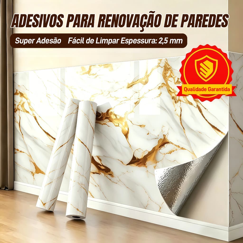 Papel de Parede Adesivo Marmorizado luxo Quarto Cozinha 3m×0.6m/1.2m×2.6m Espessura 2,5 mm