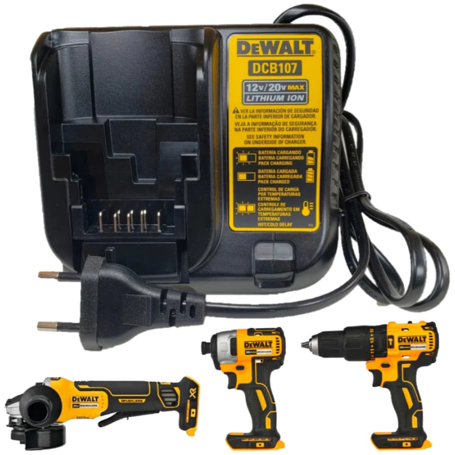 Carregador 100 % Original DCB107 De Dupla Tensão 12V/20V Para Furadeira Elétrica E Chave De Impacto