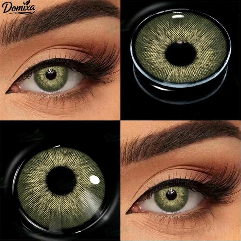 Lentes de contato de cor natural,2 lentes por embalagem,de contato descartáveis ​​anuais,de contato verdes, 14,0-14,5 mm