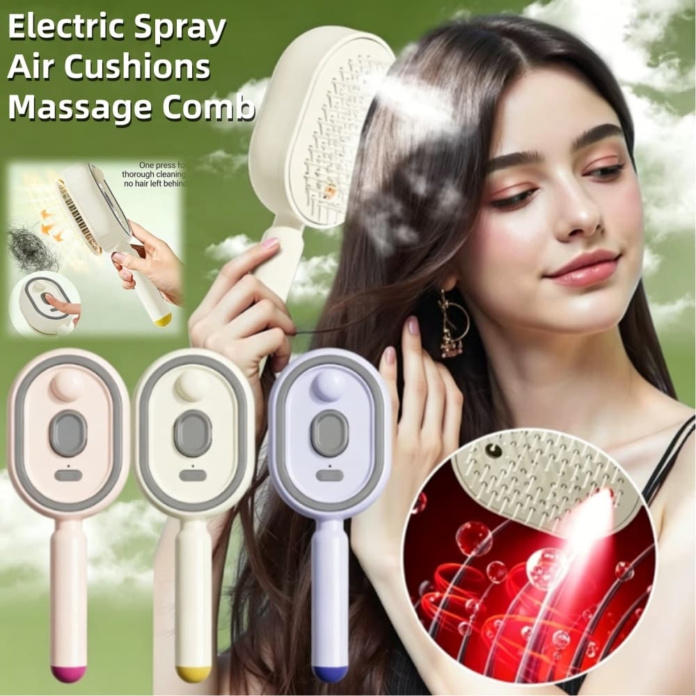 Almofadas De Ar Em Spray Elétrico 3 1 Pente De Massagem Autolimpante Escova De Óleo Essencial De Vapor Recarregável USB