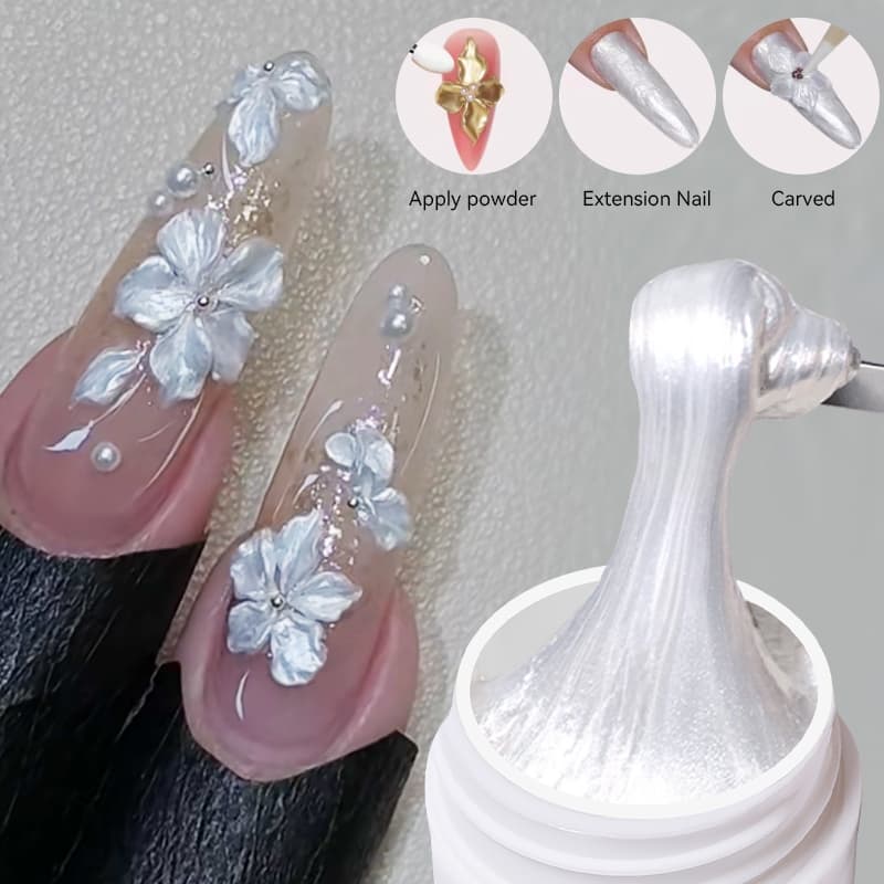 ILYCUTE Gel Antiaderente Para Unhas 5D Escultura Em Extensão De Construção Soak Off LED UV Pérola Branco 8ml
