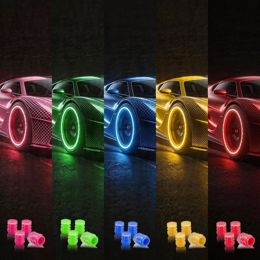 20 Peças Tampas De Válvula De Pneu Que Brilham No Escuro , Luminosas De Cinco Cores Para Decorações Legais De Carro Fluo