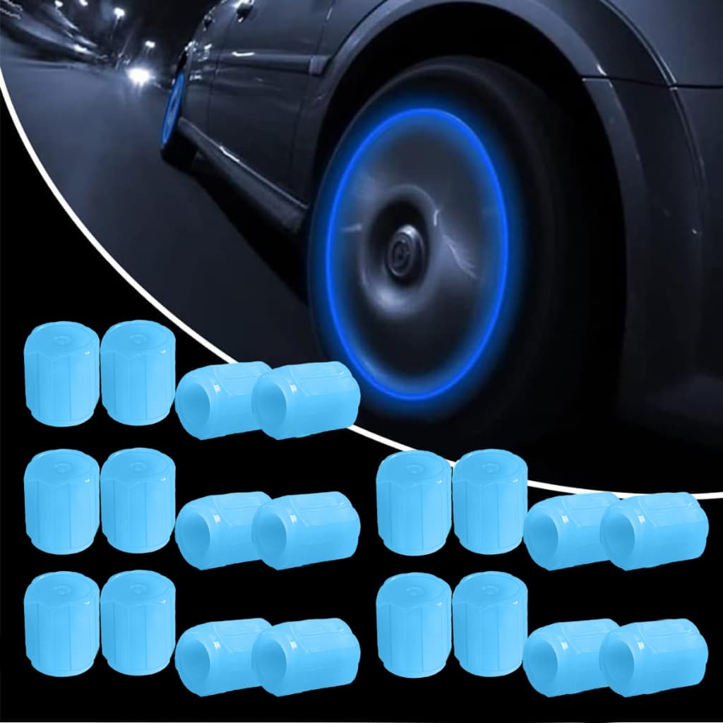 20 Peças Tampas De Válvula De Pneu Que Brilham No Escuro , Luminosas Azuis Para Decorações De Carros Legais , Fluorescen