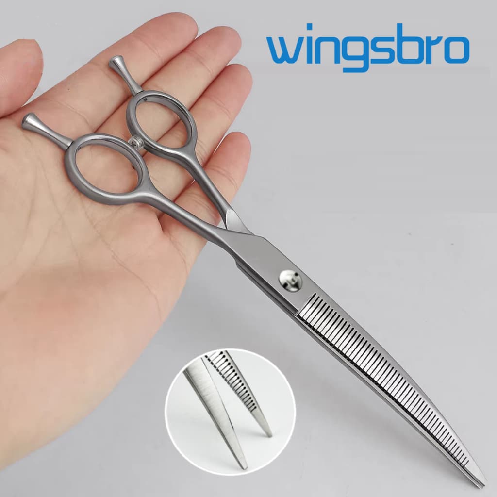 wingsbro Tesoura De Tubarão Curvada Para Cães De 7 Polegadas , Desbaste Animais De Estimação Cuidados Com