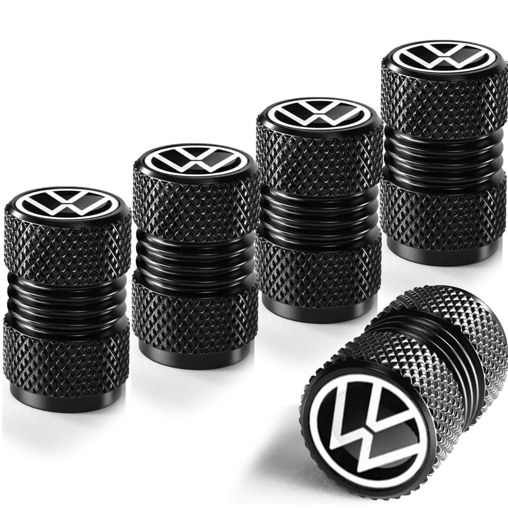 5 Peças De Tampas De Válvula De Pneu De Liga , Poeira À Prova De Vazamento Com Logotipo De Carro Volkswagen Para Pneus M