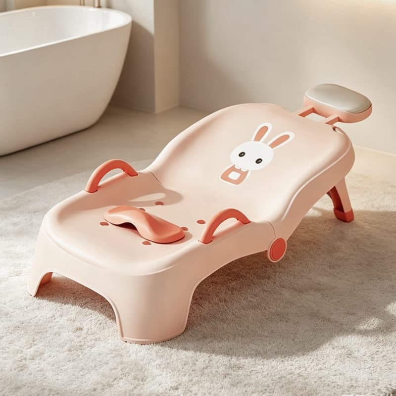 Cadeira para Lavar Cabelo de Bebê com Apoio de Cabeça Retrátil Alça de Segurança e Ajuste de Bumbum 4 Níveis