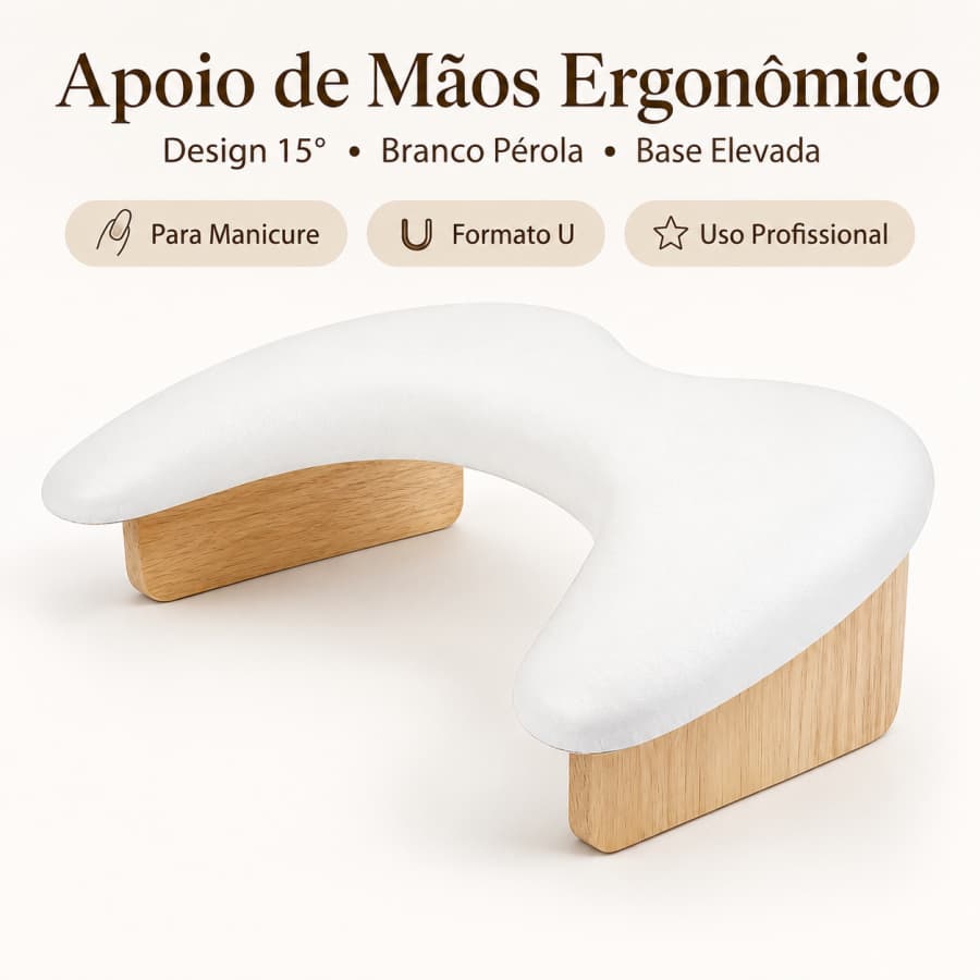 Apoio de Mãos para Manicure Russo Ergonômico Formato U Branco Pérola