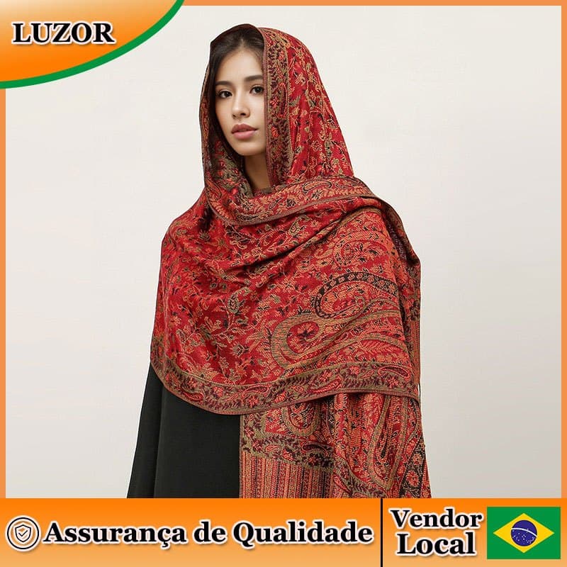 Cachecol estilo étnico imitação de caxemira cachecol luz luxo High-End caju flor cashmere xale borla