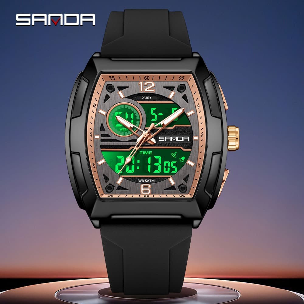 SANDA 6329 Nova Moda Casual Relógio Masculino Pulseira De Mostrador Grande Esporte Ao Ar Livre De Estudante À Prova D'ág
