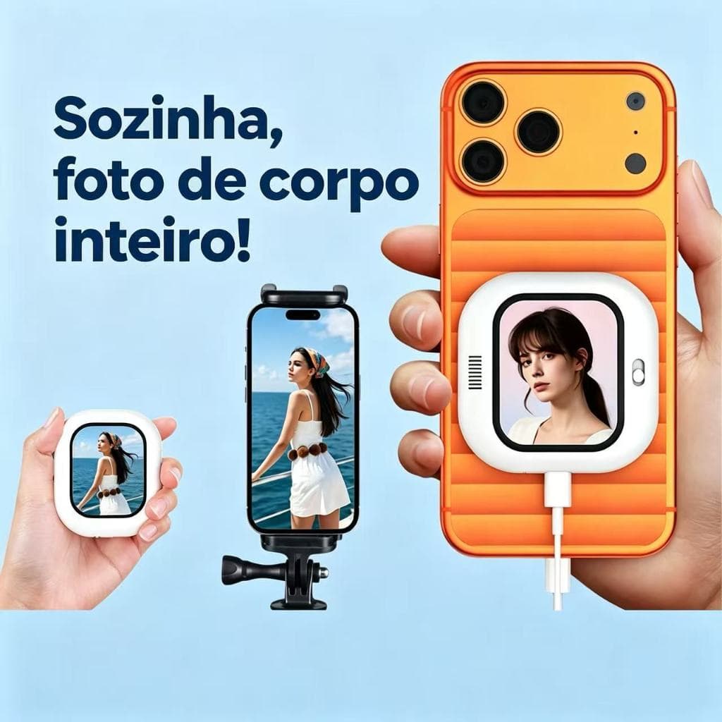 Monitor de selfie sem fio magnético HD | Tela traseira para vlogs iPhone e Android
