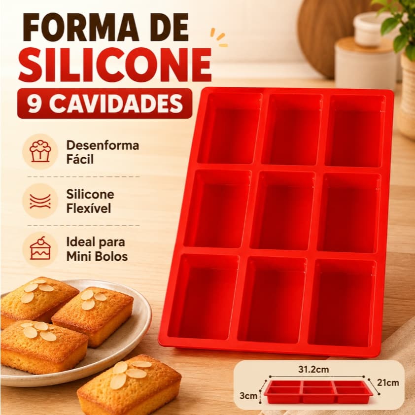 Furos Retangular Silicone - Versátil para Bolo, Biscoito e Chocolate