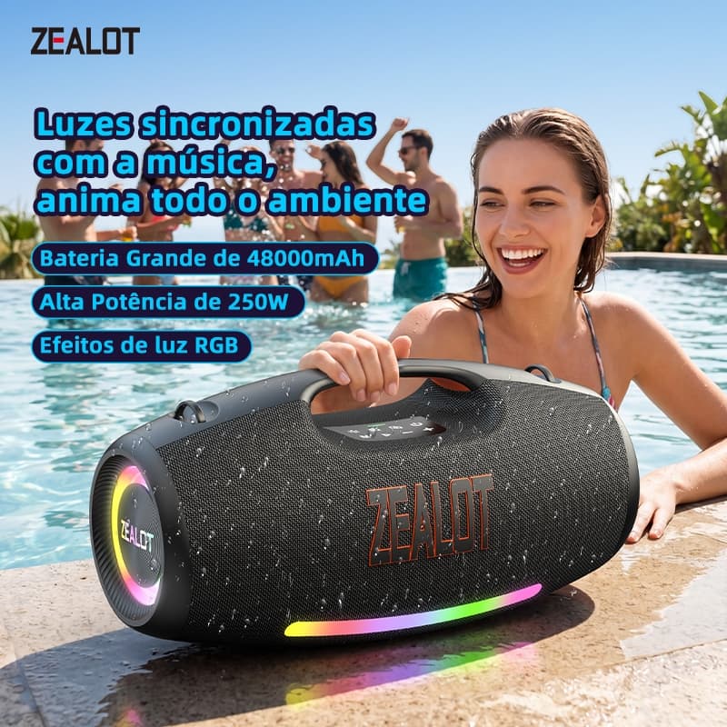 ZEALOT S89 250W Alto-Falante Bluetooth 48000mAh Portátil Sem Fio Estéreo Banco De Potência IPX6 À Prova Dwaterproof Águ