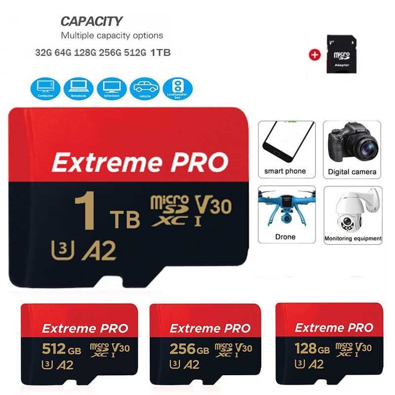 Cartão De Memória 1TB 2TB Microsd TF SD Class10 UHS-1 Flash Para Telefone Laptops PC MAC cctv Câmera