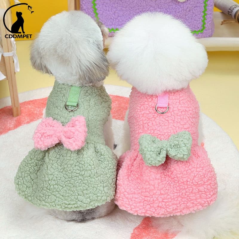 Outono Inverno Vestido De Princesa Saia De Lã Para Cachorro Pequenos E Médios Roupas De Inverno