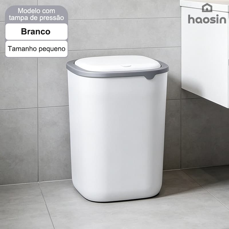 Lixeira Com Tampa Click Haosin Balde Antiodor Prova Agua Organizar Casa Mesa Lavabo