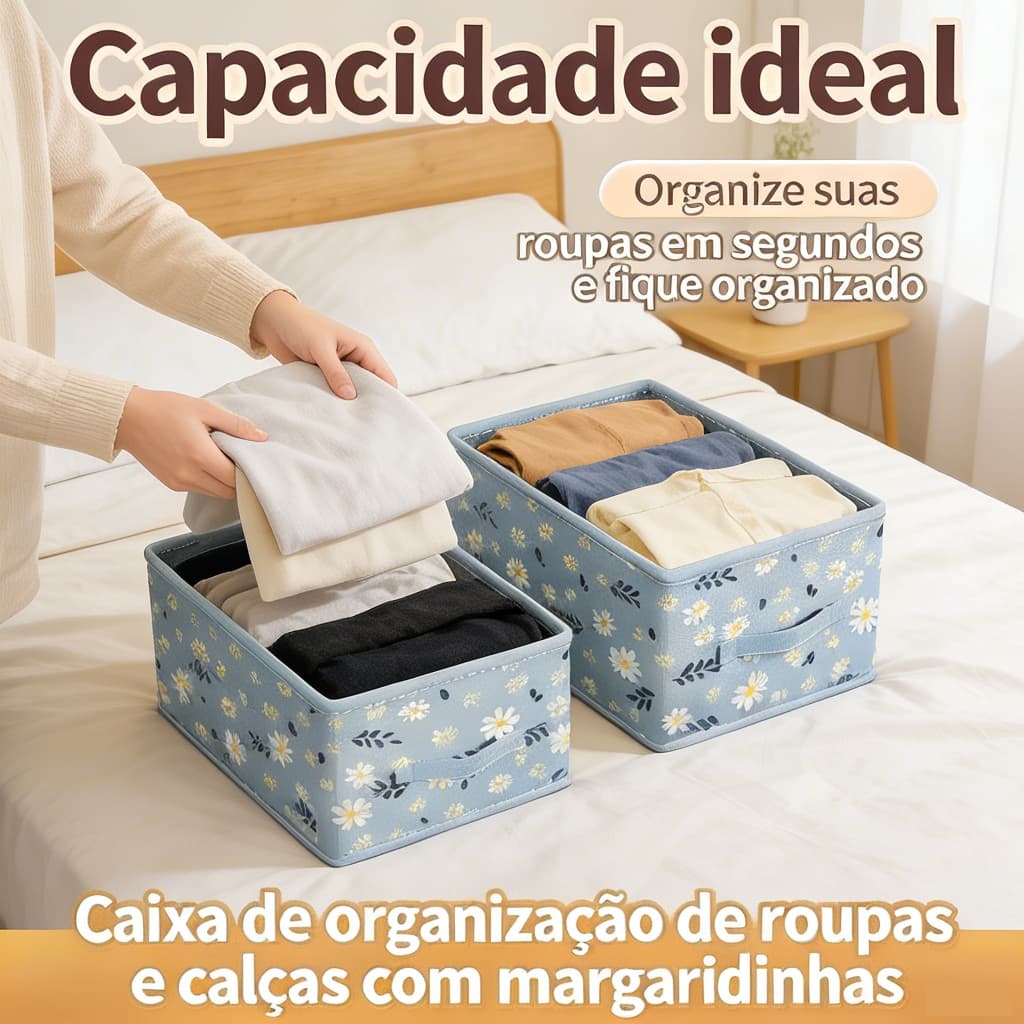 【4pcs】Caixas Organizadoras Armazenamento Reforçadas para Guarda-Roupas Multiuso para Roupas Íntimas, Calças e Jean
