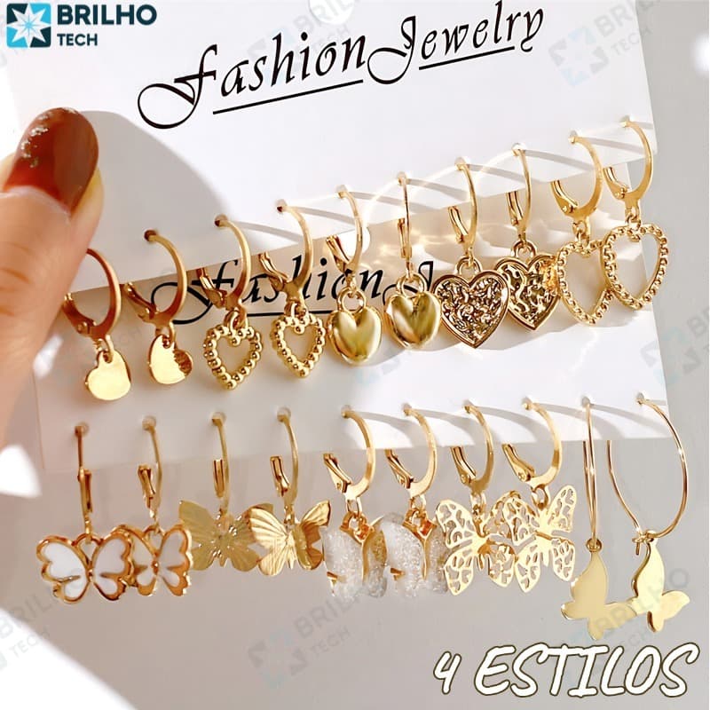 Conjunto De Brincos De Ouro Pérola Retro Resina Borboleta Para Jóias Femininas Acessórios BT