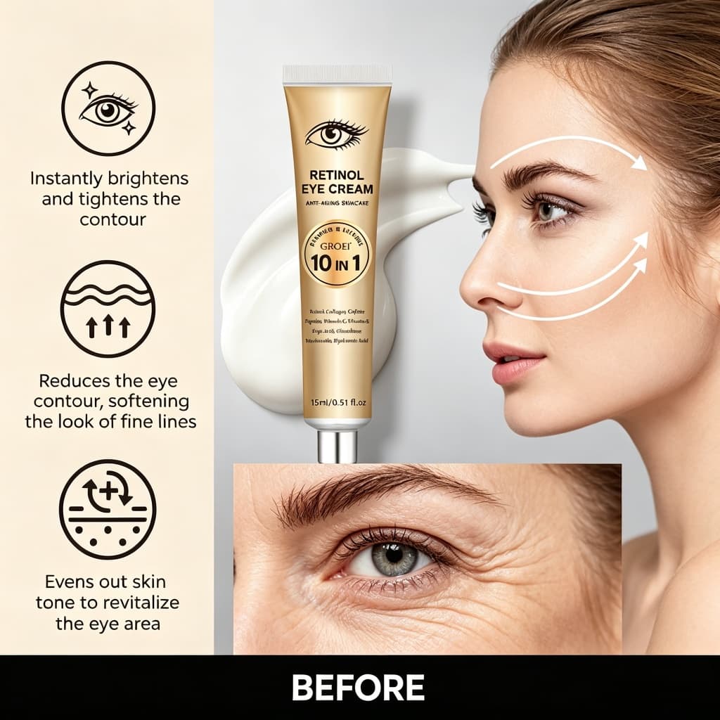 Sérum 10 em 1 Retinol Colágeno | Anti-idade Reafirmante Ilumina Reduz Olheiras Anti-rugas Hidrata Profunda