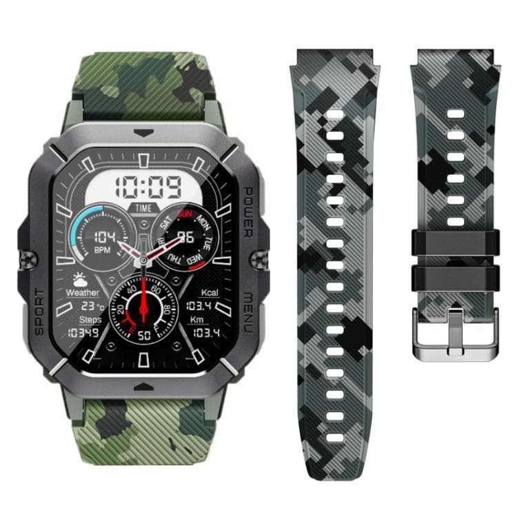 Pulseira De Relógio De Silicone De 22 Mm Camuflada Aço Para Smartwatch Inteligente C20 Pro C22 C28