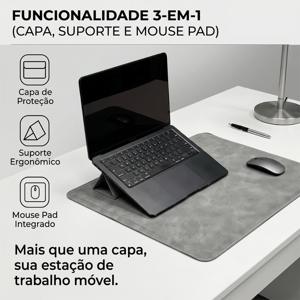 HREBOS x HEYOO Capa Magnética Ultrafina 3-em-1 para Notebook 13-16" Impermeável e Anti-Queda