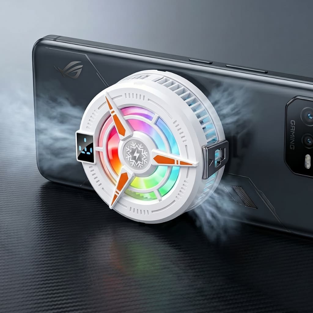 HREBOS x HEYOO Radiador de celular semicondutor para jogos RGB efeito de luz mudo Universal
